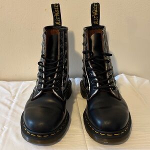 Dr. Martens Black Boots with Yellow Stitching